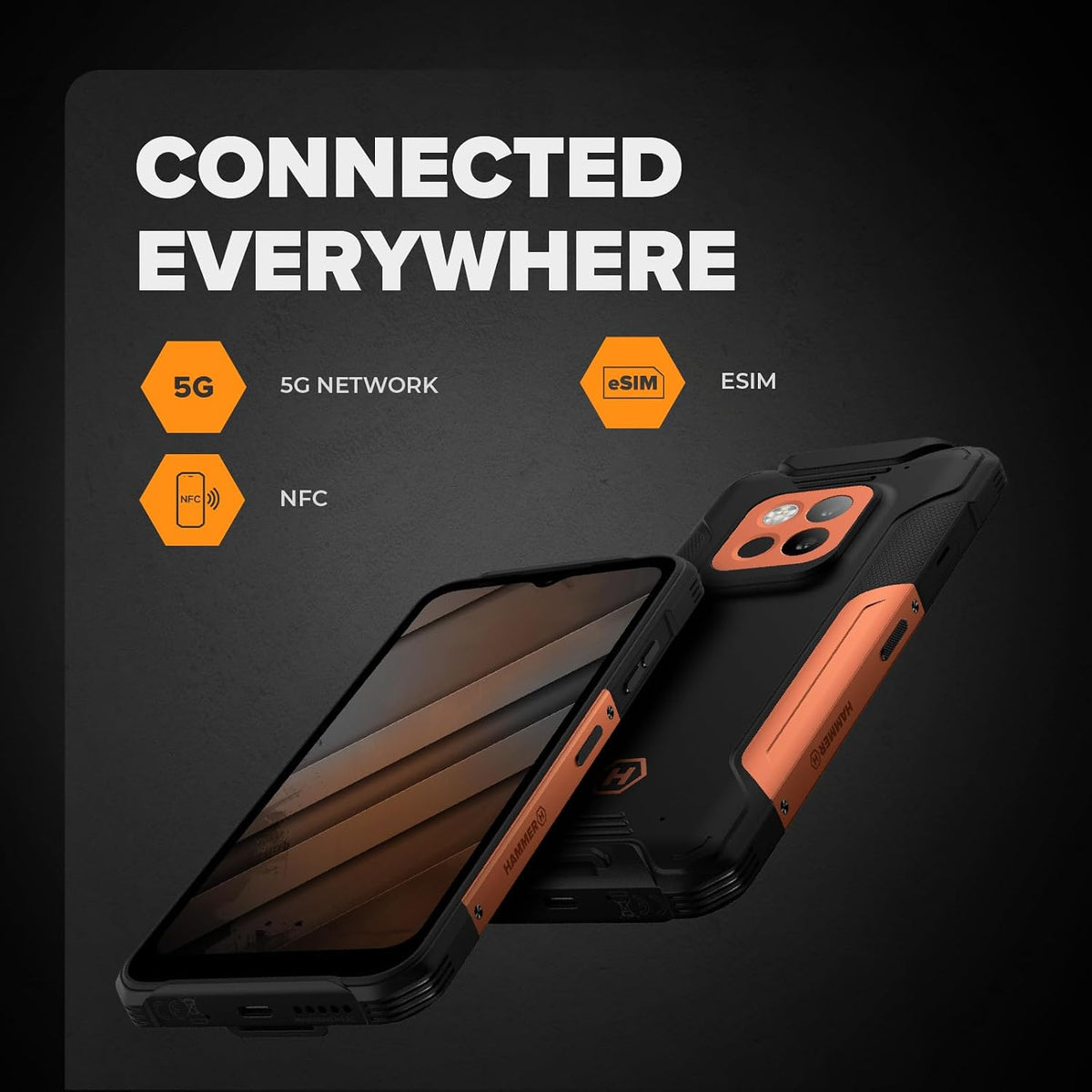 HAMMER Construction 2 Thermal 5G 8 + 8GB/256GB Rugged Smartphone, 6500mAh Battery, 108MP Thermal Camera, 6.58" 120Hz Display