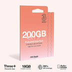 Three Esim Prepaid For 1 Month With 200GB of UK Data & Unlimited Calls & Texts & 18GB of Roaming Data in Over 70 Destinations