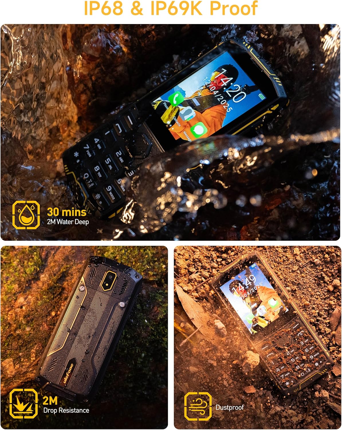 Ulefone Armor Mini 5 Rugged Feature Phone with WhatsApp,2.8'' Touch Screen