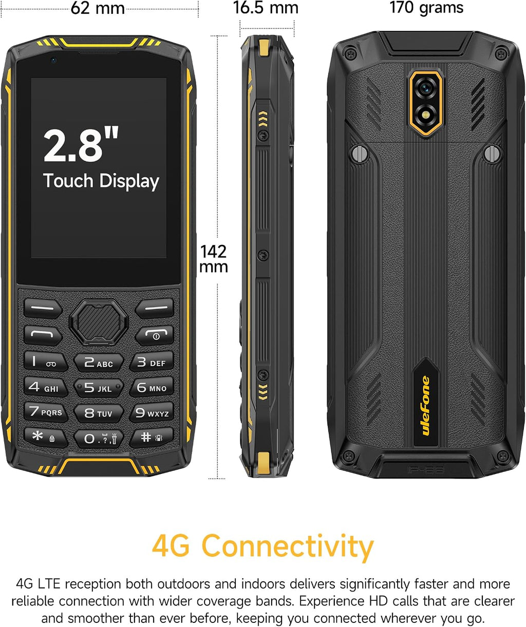 Ulefone Armor Mini 5 Rugged Feature Phone with WhatsApp,2.8'' Touch Screen