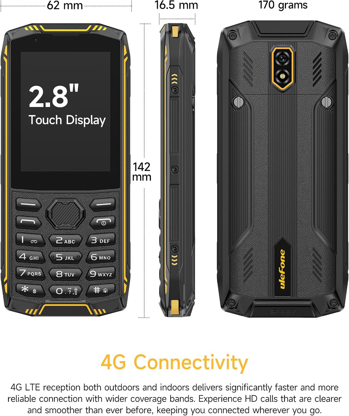 Ulefone Armor Mini 5 Rugged Feature Phone with WhatsApp,2.8'' Touch Screen