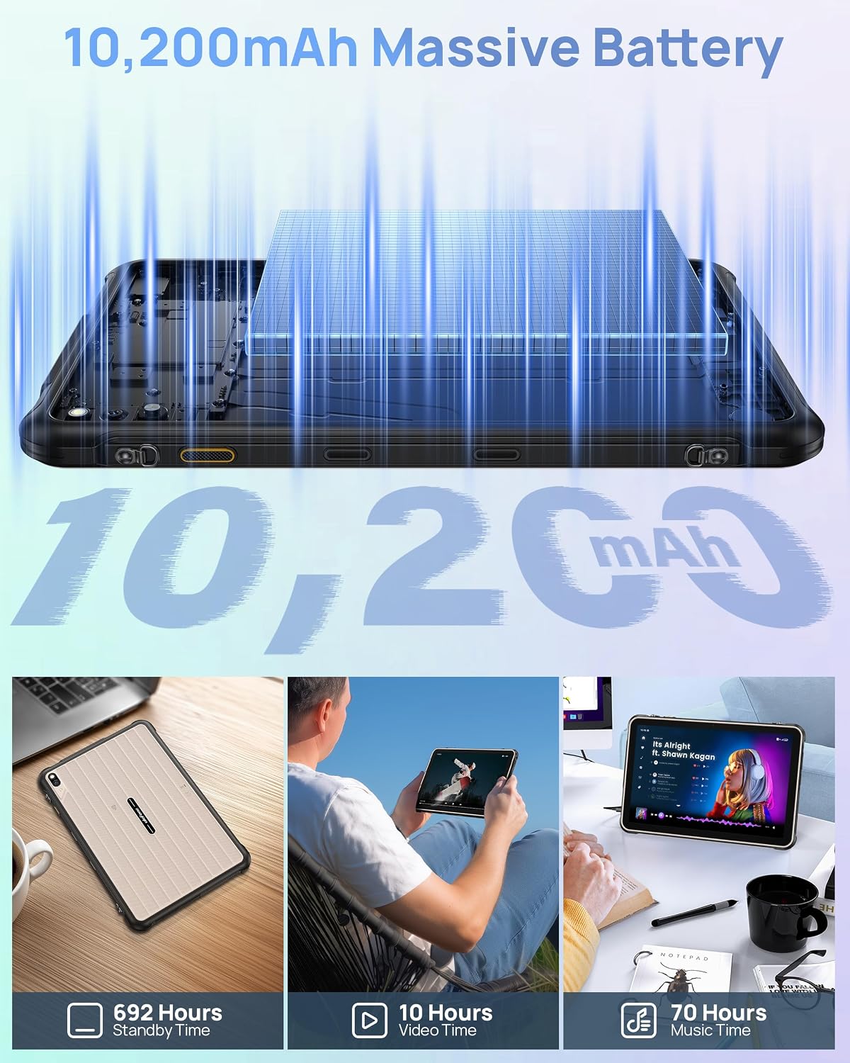 Ulefone RugKing Pad 2 Pro Rugged Tablet 10.1'' 90Hz Android 16 16GB+128GB 10200mAh